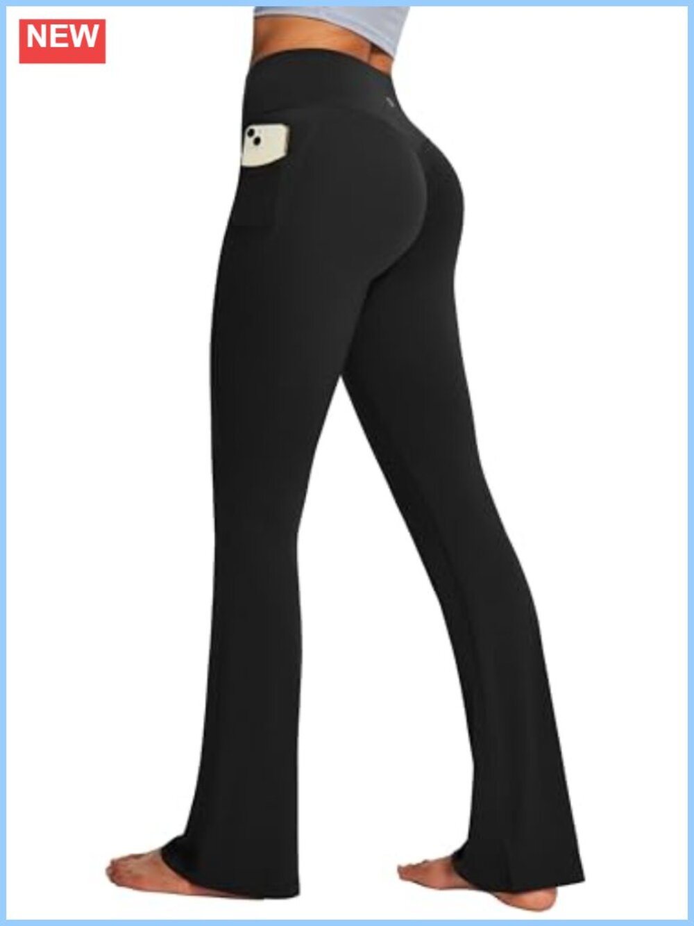 Mini Flare Leggings Women Tummy Control Yoga Pants with Pockets